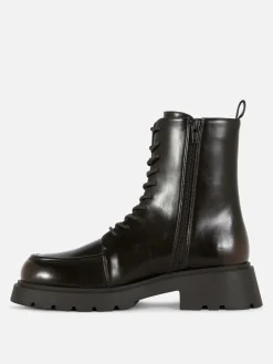 Apron Toe Laced Ankle Boots|Primark Outlet