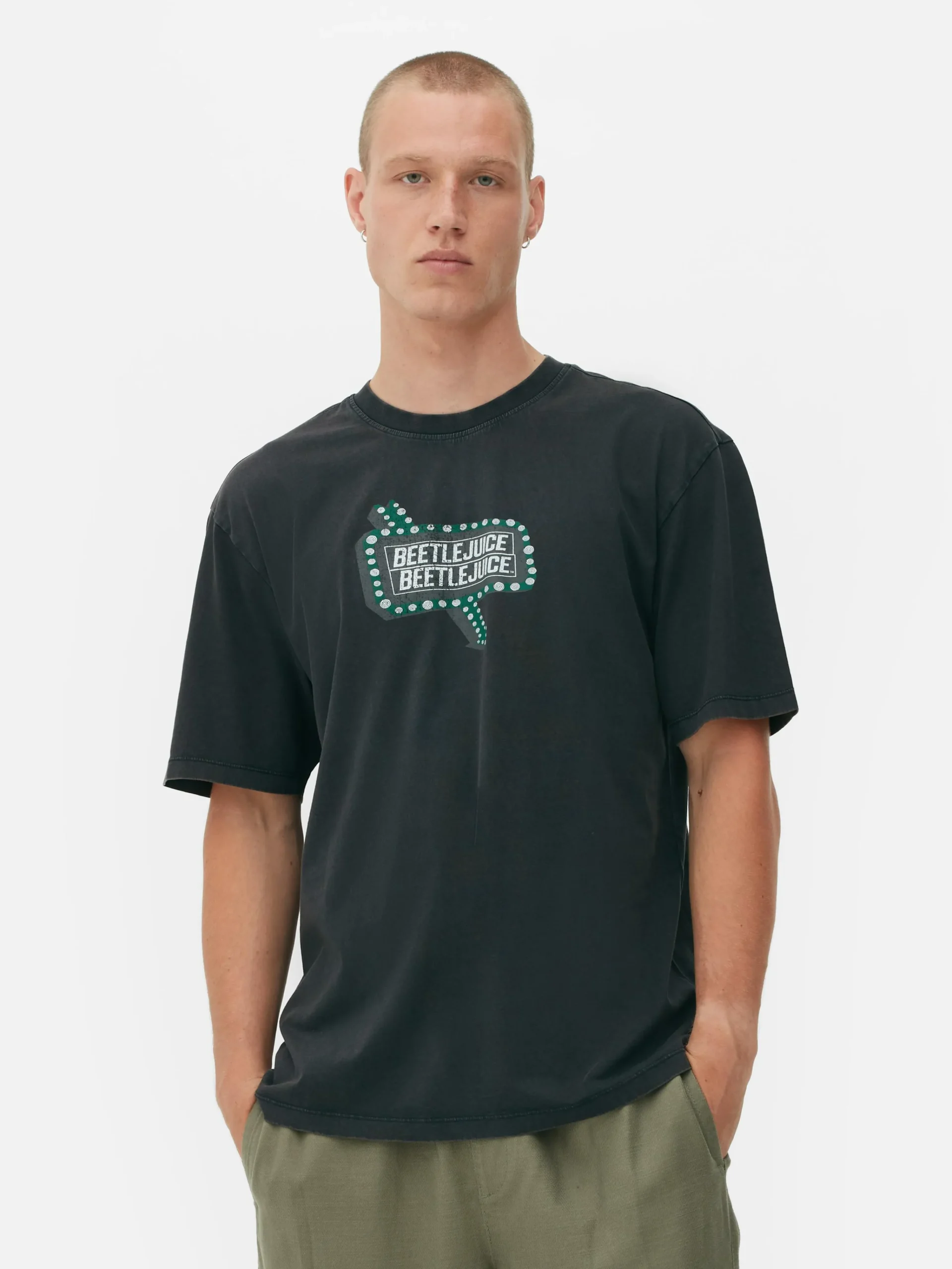 Beetlejuice Washed Effect T-Shirt|Primark