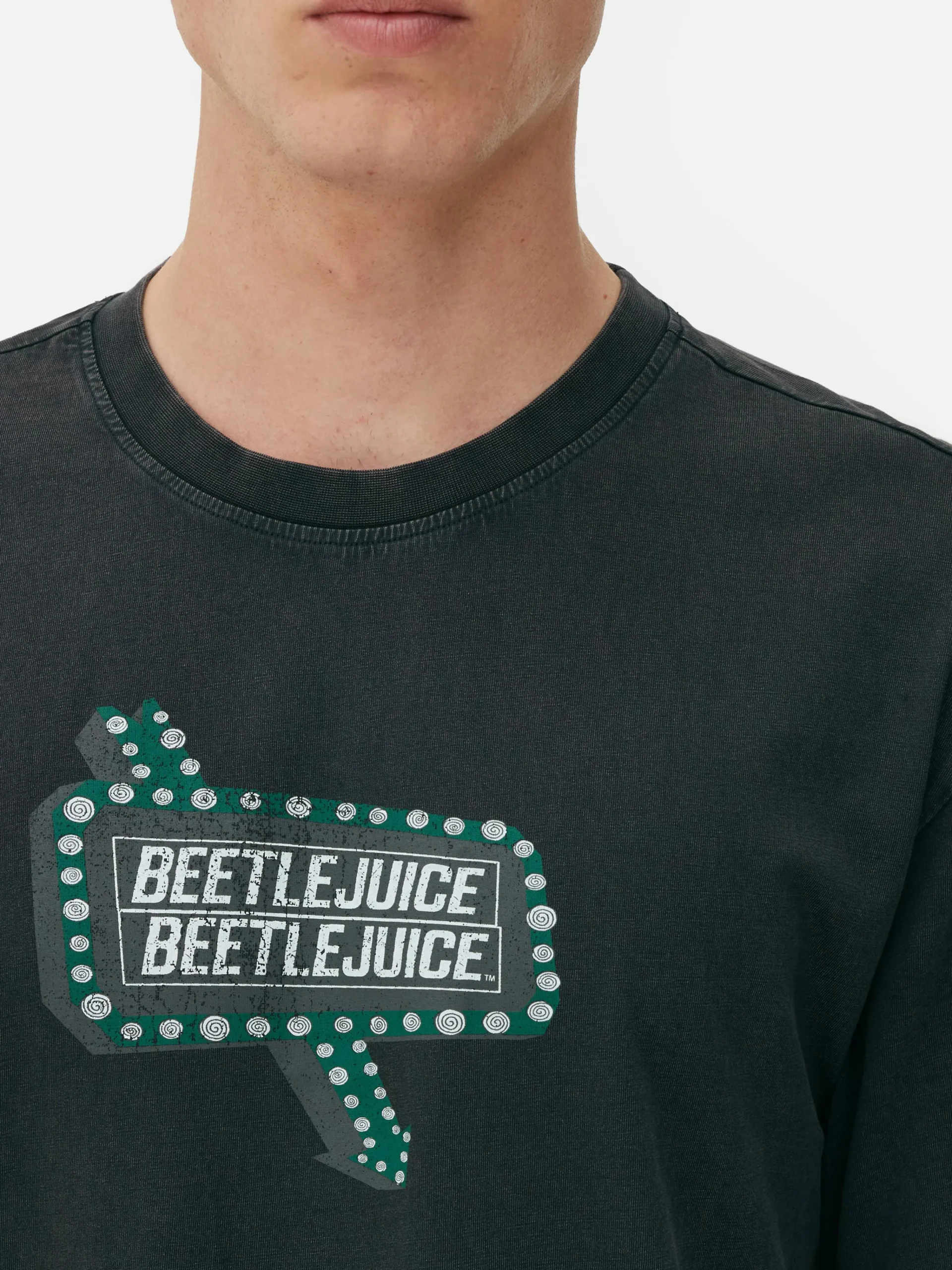 Beetlejuice Washed Effect T-Shirt|Primark