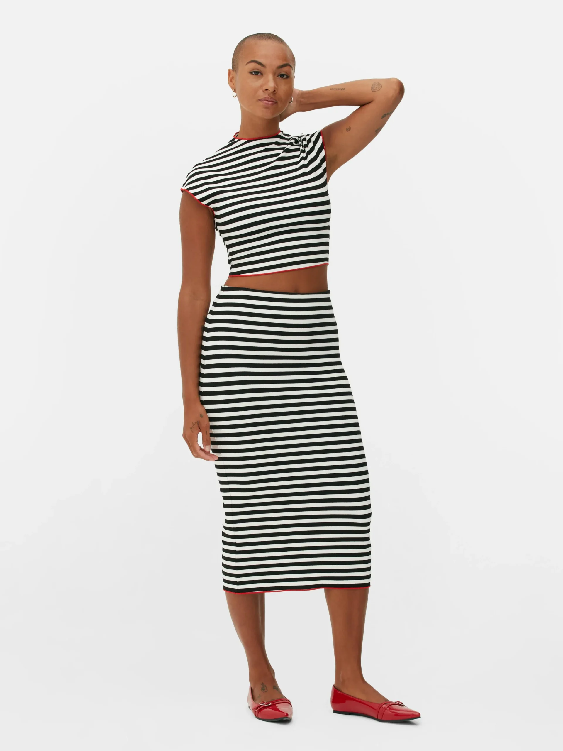 Beetlejuice X Colleen Atwood Stripe Midi Skirt Set|Primark Outlet