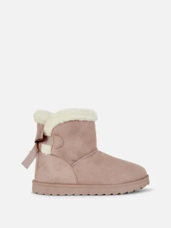 Bow Back Plush Lined Boots|Primark