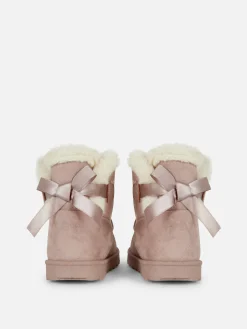 Bow Back Plush Lined Boots|Primark