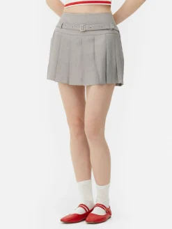 Buckle Pleated Mini Skirt|Primark Outlet