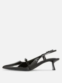 Buckled Patent Kitten Heels|Primark Hot