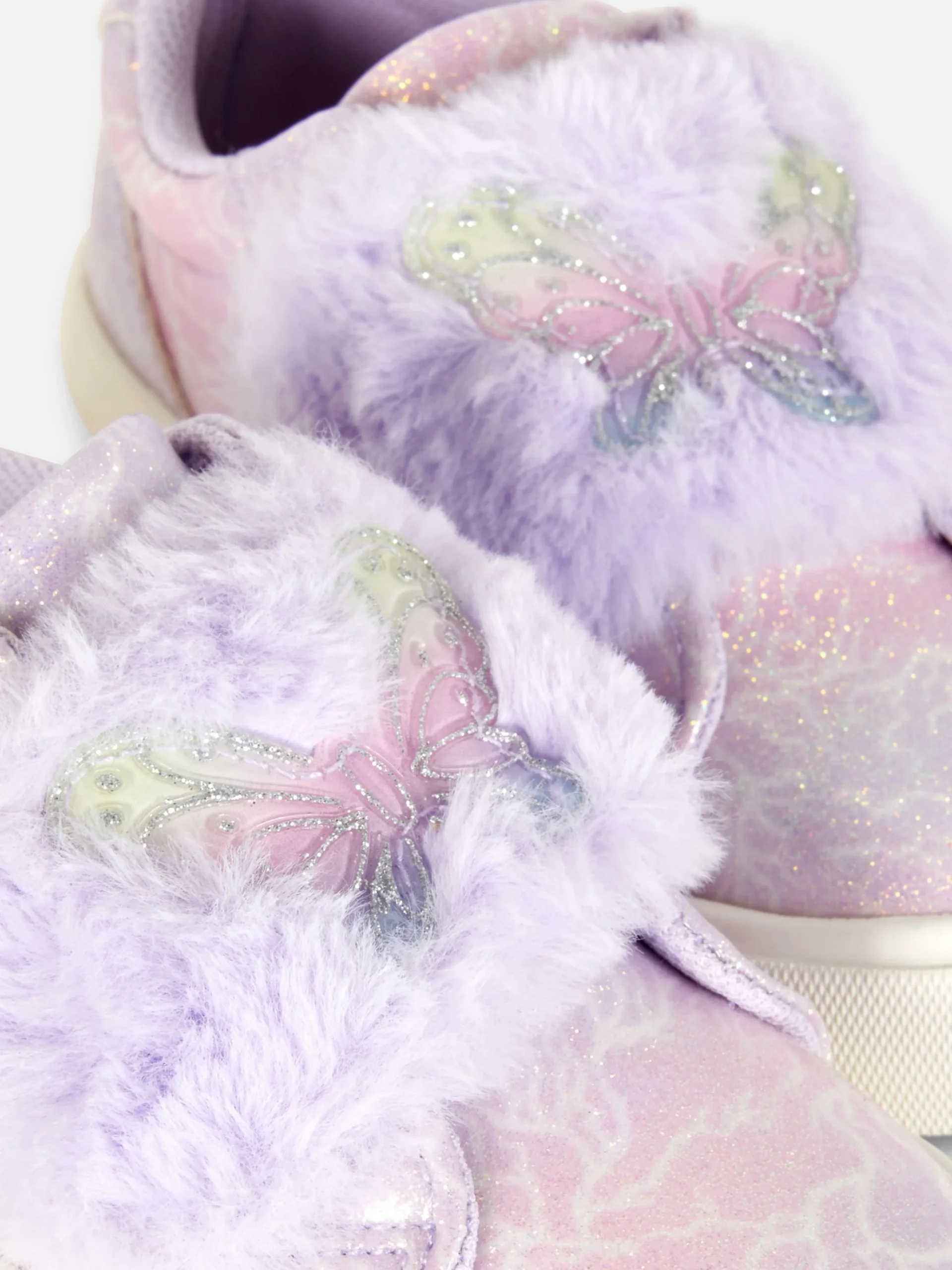 Butterfly Glitter Faux Fur Trim Sneakers|Primark Sale