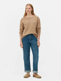 Button Shoulder Boatneck Sweater|Primark Sale