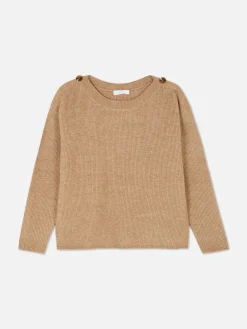 Button Shoulder Boatneck Sweater|Primark Sale