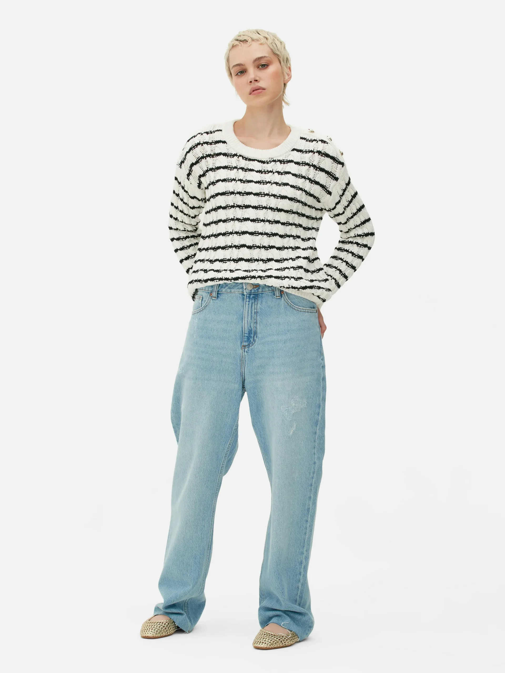 Cable Knit Striped Sweater|Primark