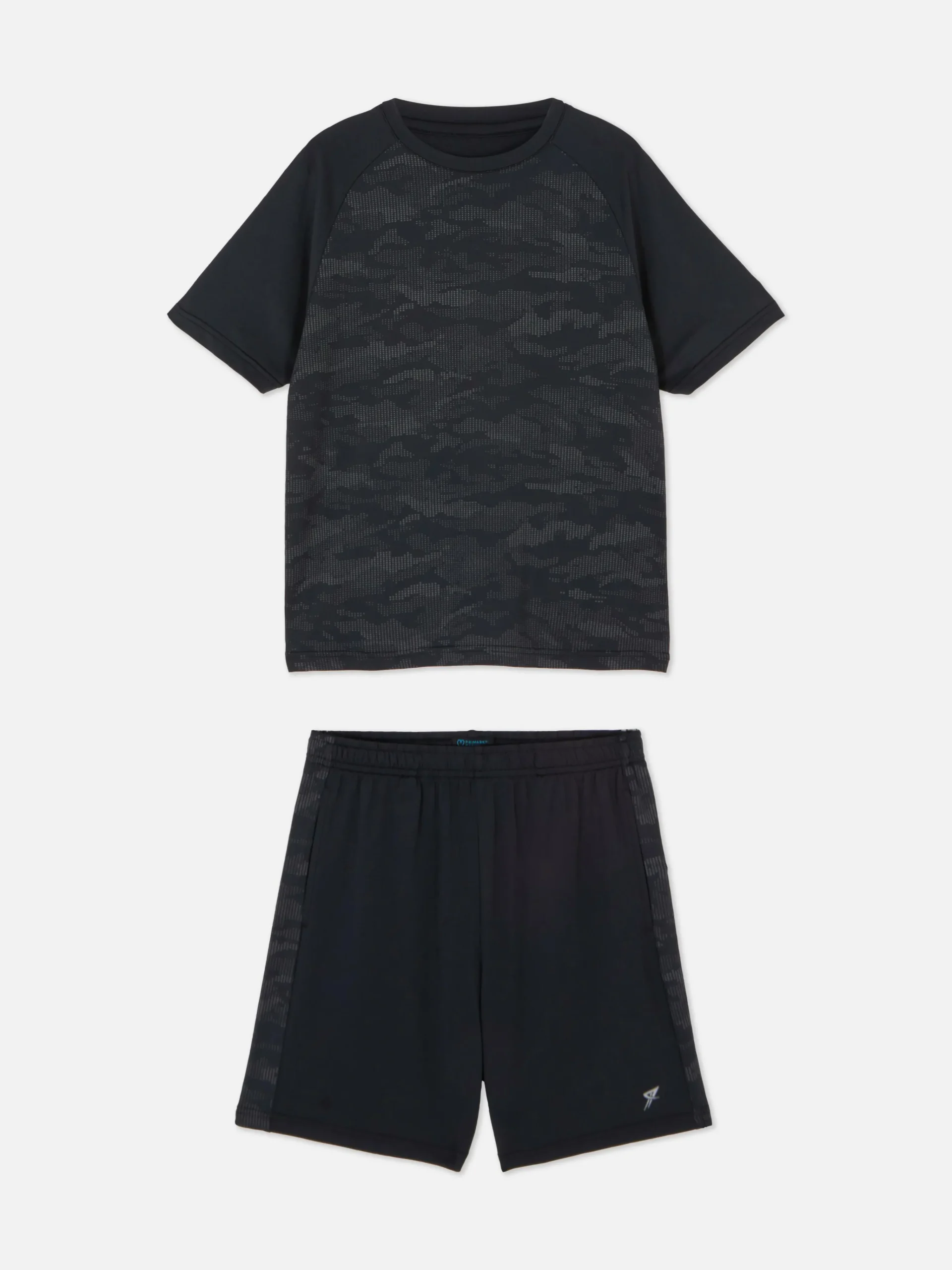 Camo Active T-Shirt And Shorts Set|Primark New