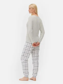 Check Bottom Long Sleeve Pajama Set|Primark Online