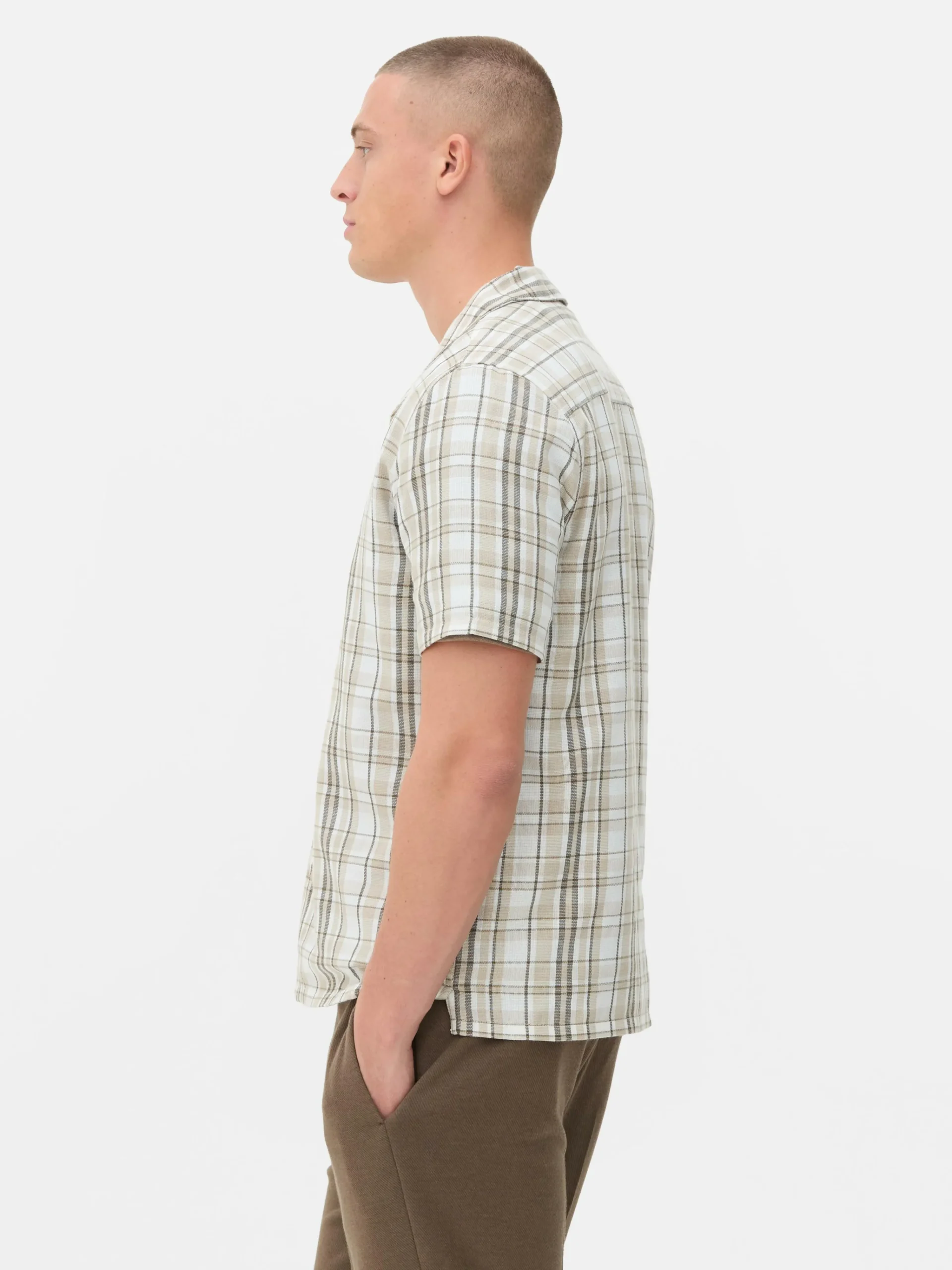 Check Textured Short Sleeve Shirt|Primark Best