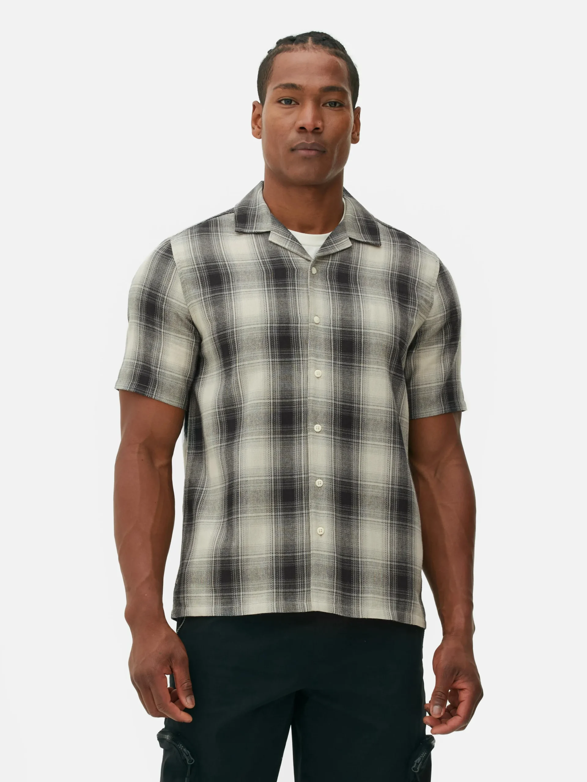 Check Textured Short Sleeve Shirt|Primark Sale