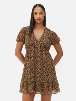 Chiffon Puff Sleeve Mini Dress|Primark Discount