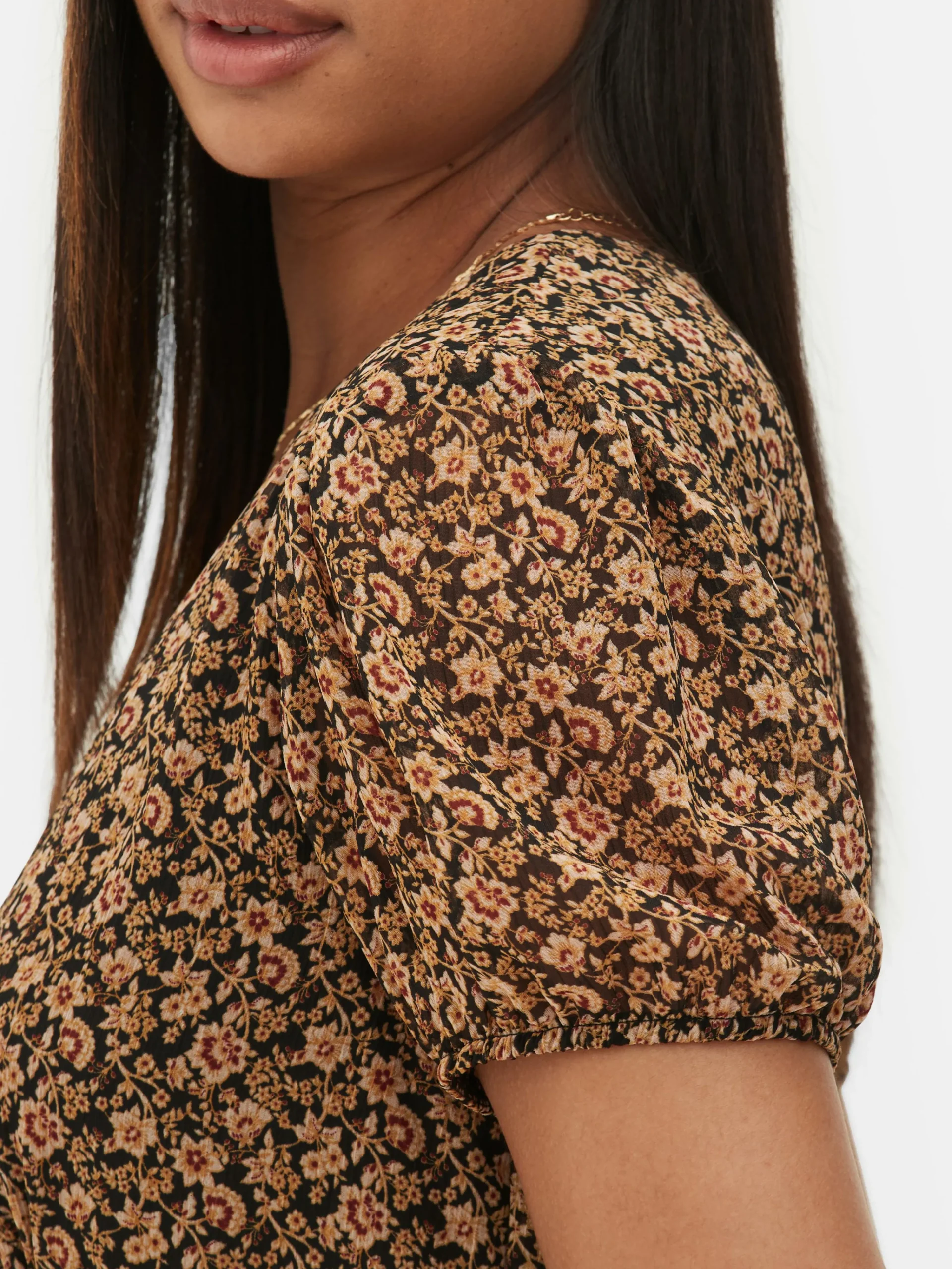 Chiffon Puff Sleeve Mini Dress|Primark Discount