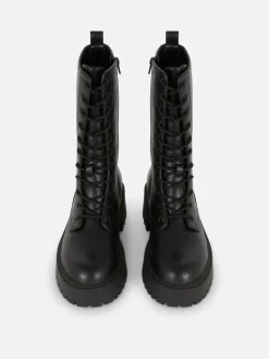 Chunky Lace-Up Biker Boots|Primark Outlet