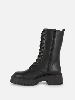 Chunky Lace-Up Biker Boots|Primark Outlet