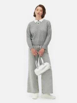 Collared Cable Knit Sweater|Primark New