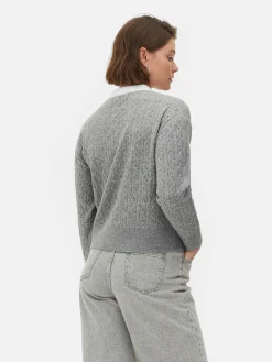Collared Cable Knit Sweater|Primark New