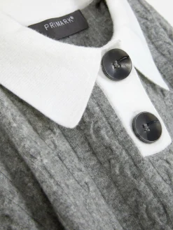 Collared Cable Knit Sweater|Primark New
