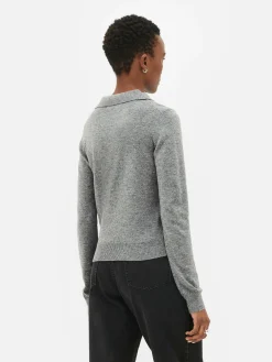Collared Long Sleeve Knit Top|Primark Hot