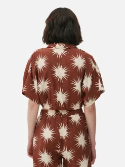 Co-Ord Patterned Tie-Front Crop Shirt|Primark Sale