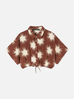 Co-Ord Patterned Tie-Front Crop Shirt|Primark Sale
