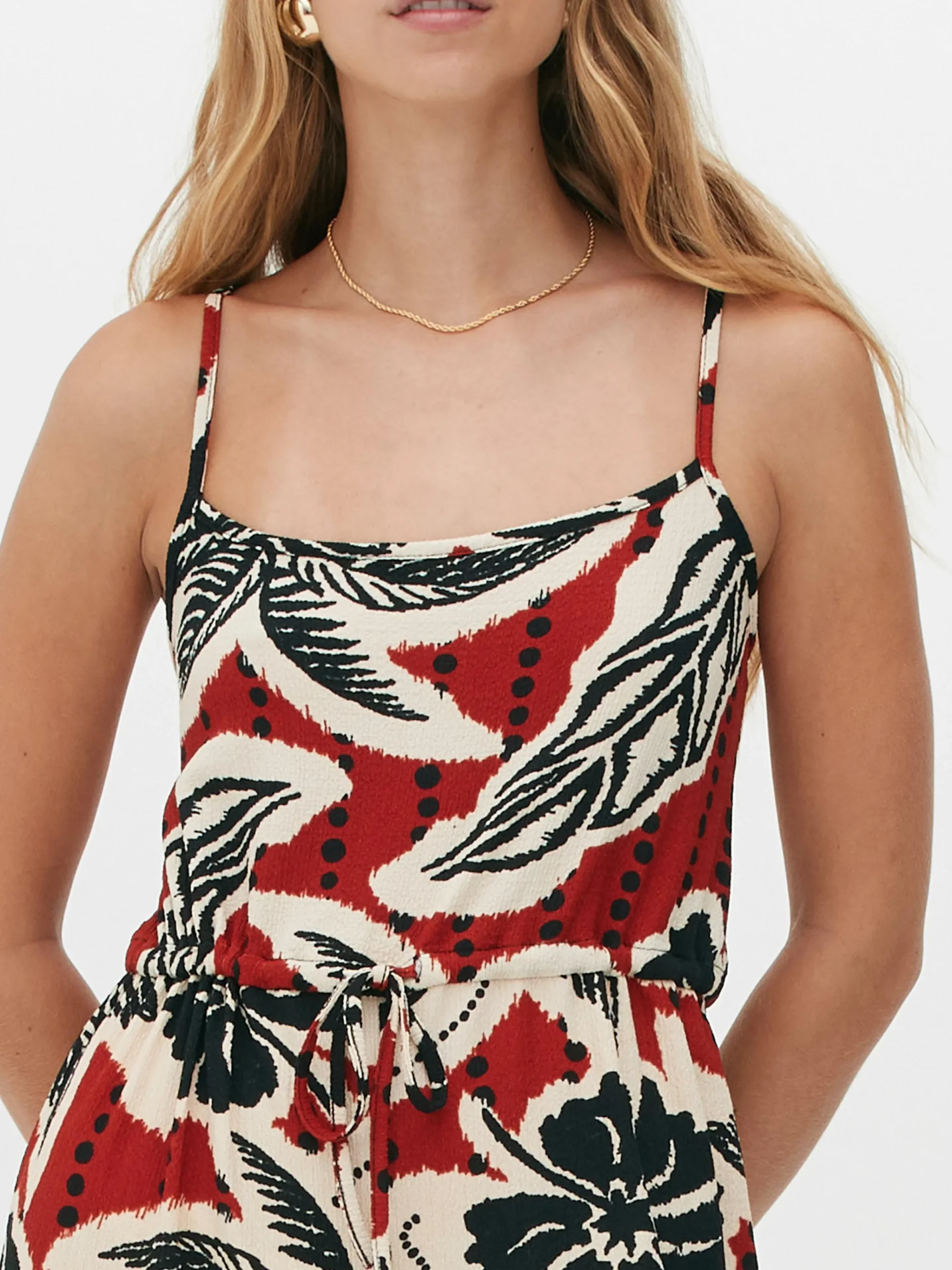 Crepe Texture Tie Jumpsuit|Primark New
