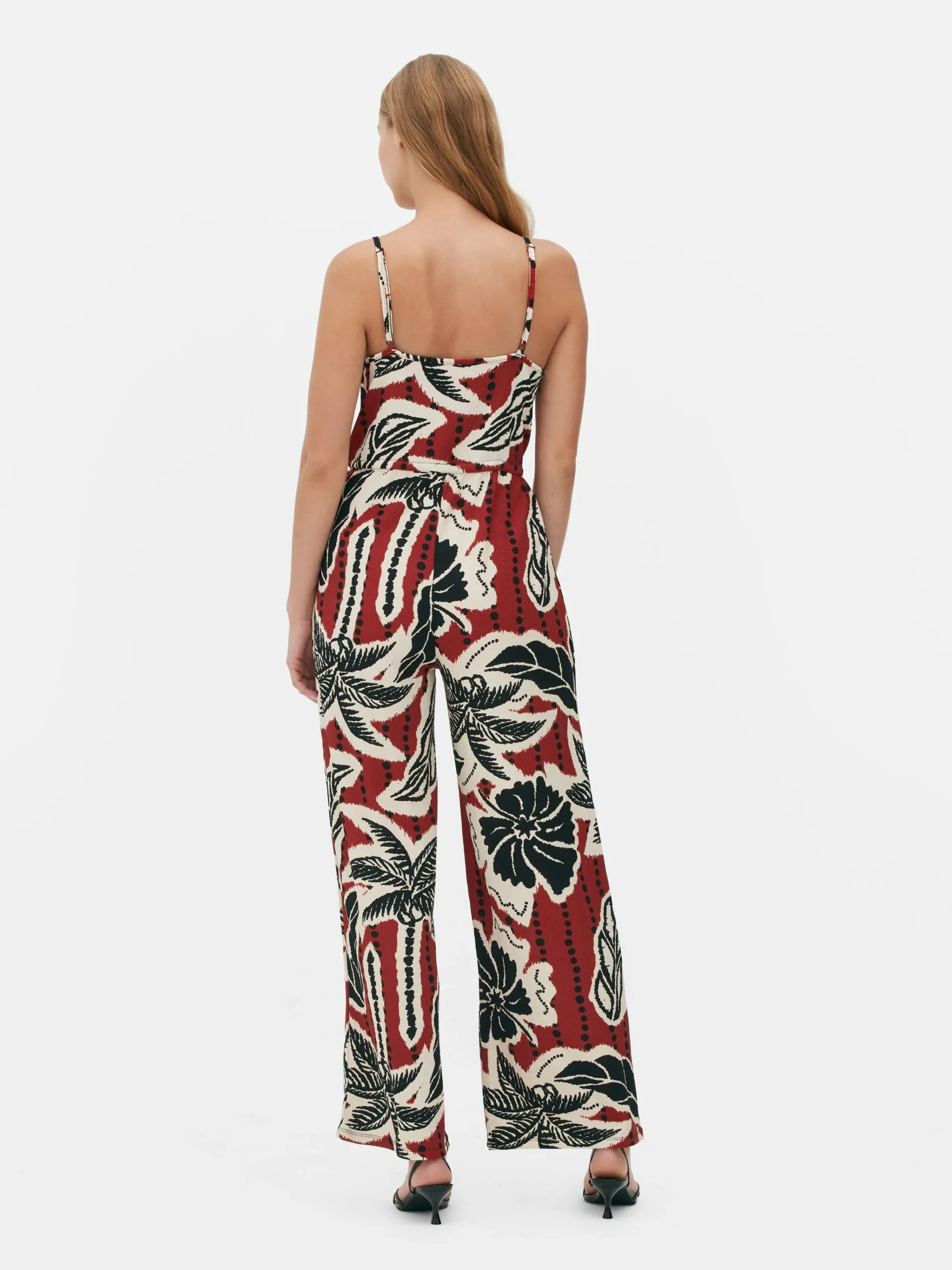 Crepe Texture Tie Jumpsuit|Primark New