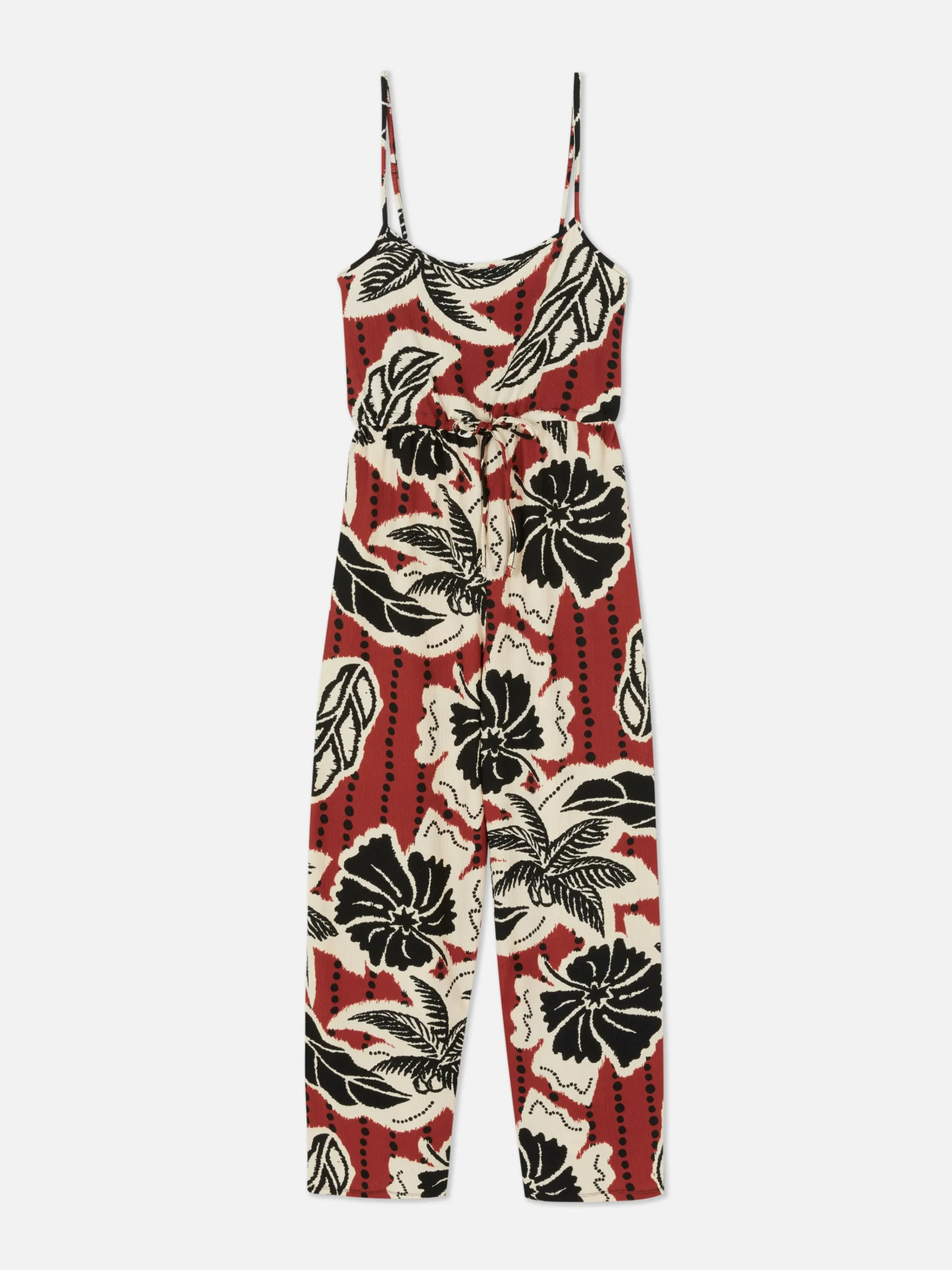 Crepe Texture Tie Jumpsuit|Primark New