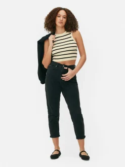 Crew Neck Ribbed Cropped Tank|Primark Hot