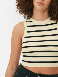 Crew Neck Ribbed Cropped Tank|Primark Hot