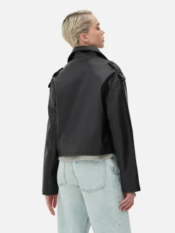 Cropped Faux Leather Trench Coat|Primark Outlet