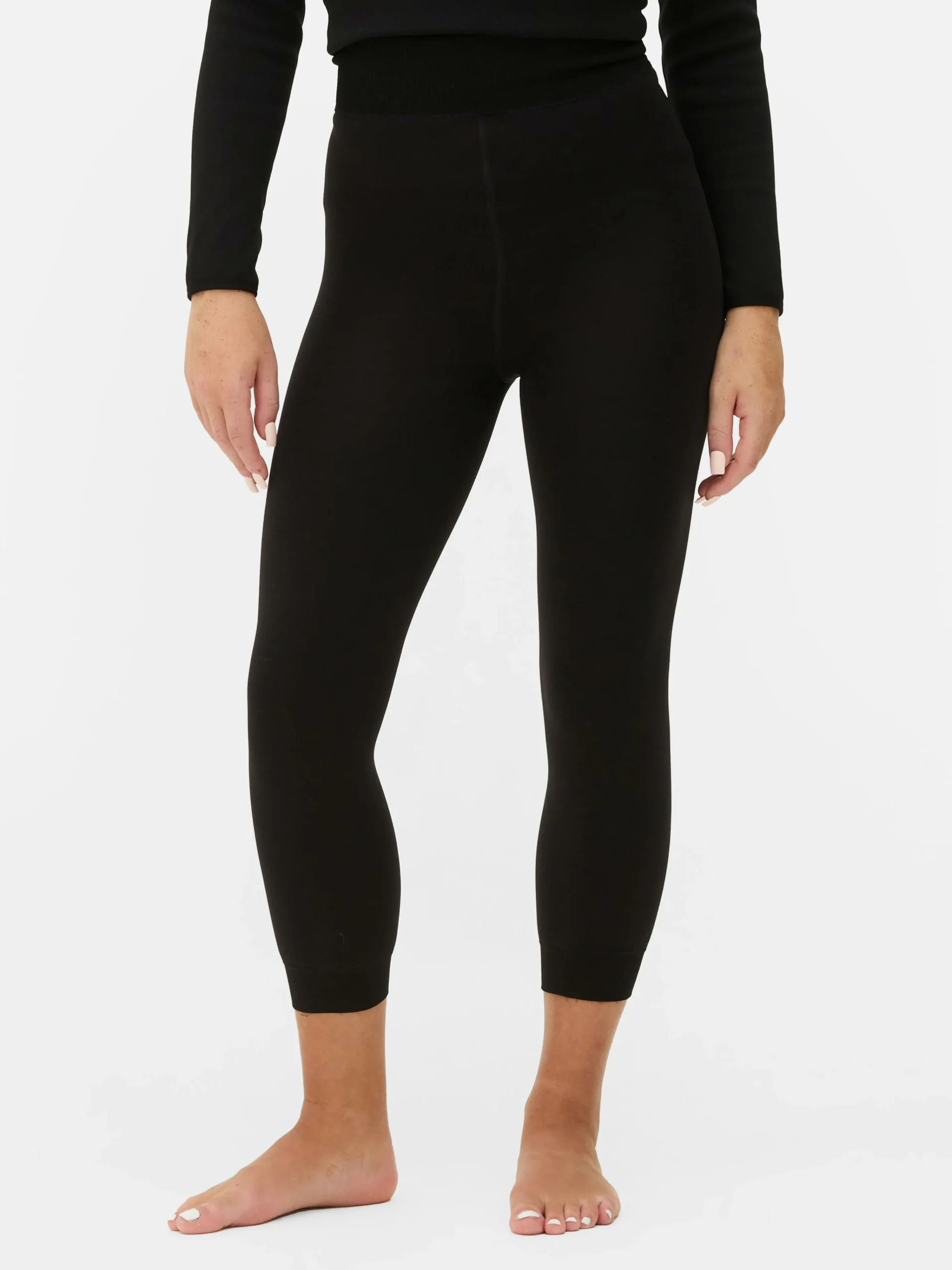 Cropped Velvet Plush Lined Leggings|Primark Outlet