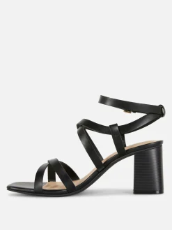 Cross Strap Block Heel Sandals|Primark New