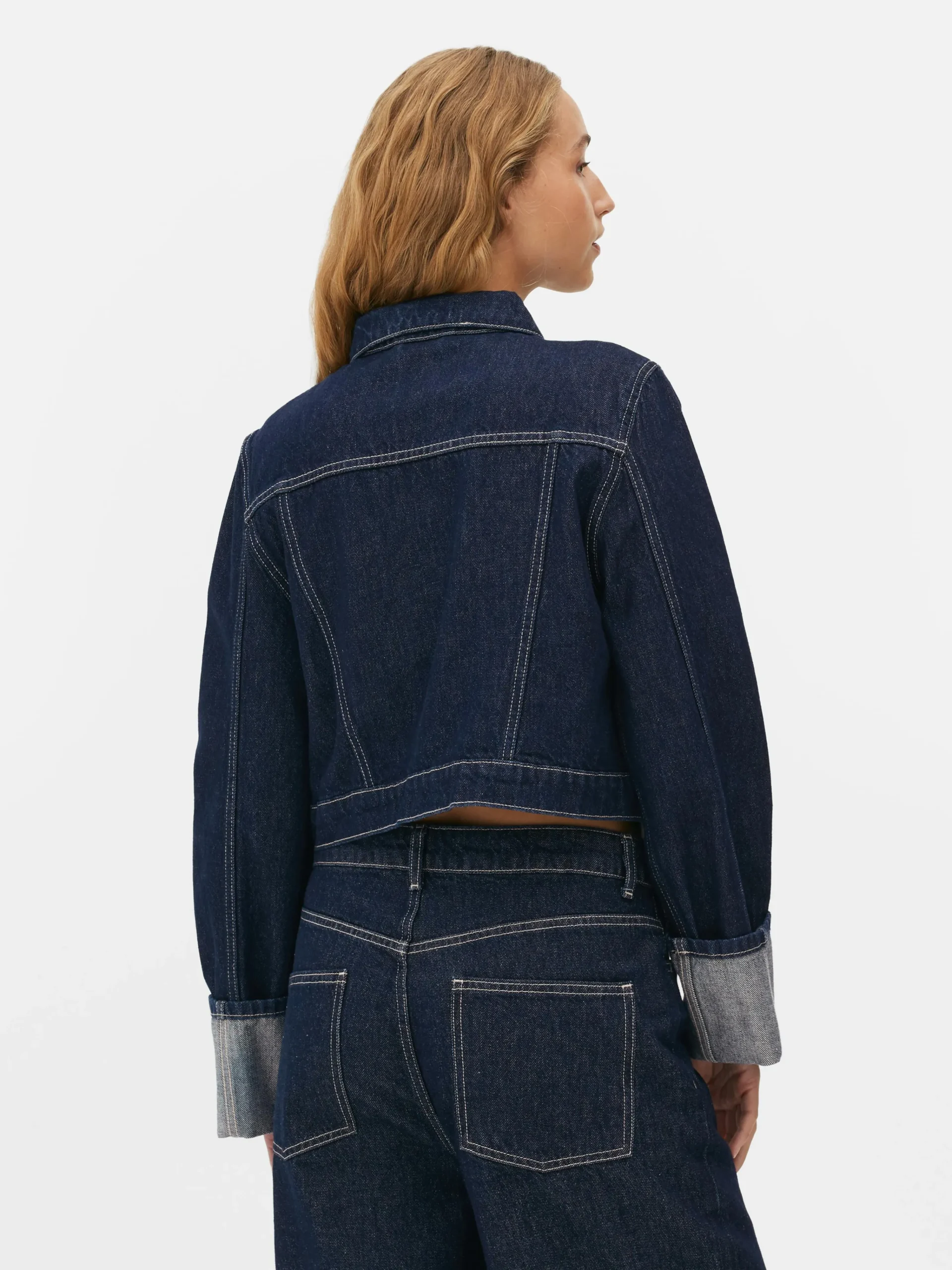 Cuffed Paneled Denim Jacket|Primark Outlet