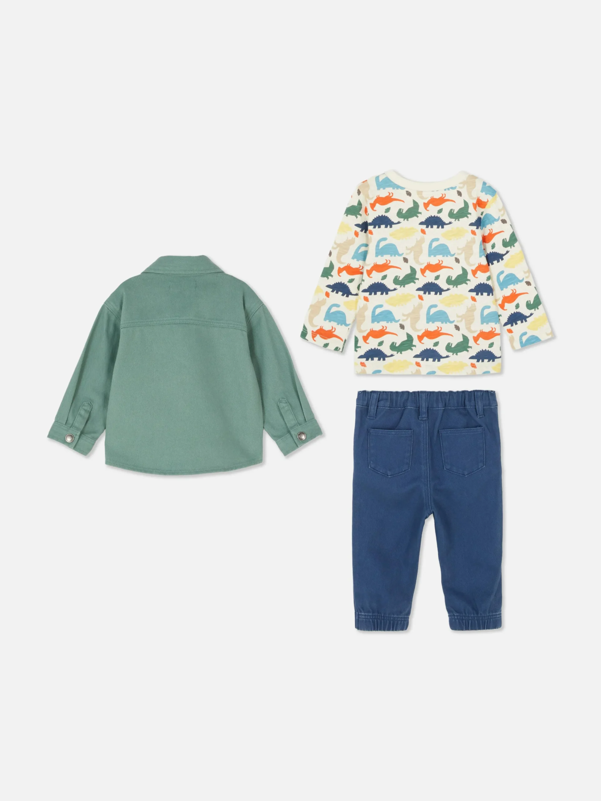 Dinosaur T-Shirt, Chinos And Shacket Set|Primark Clearance