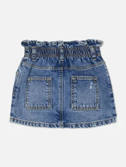Distressed Denim Paperbag Skirt|Primark New