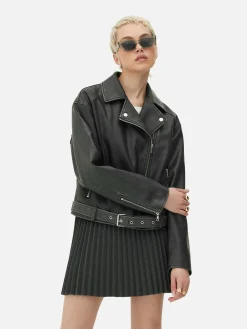 Distressed Faux Leather Biker Jacket|Primark Sale