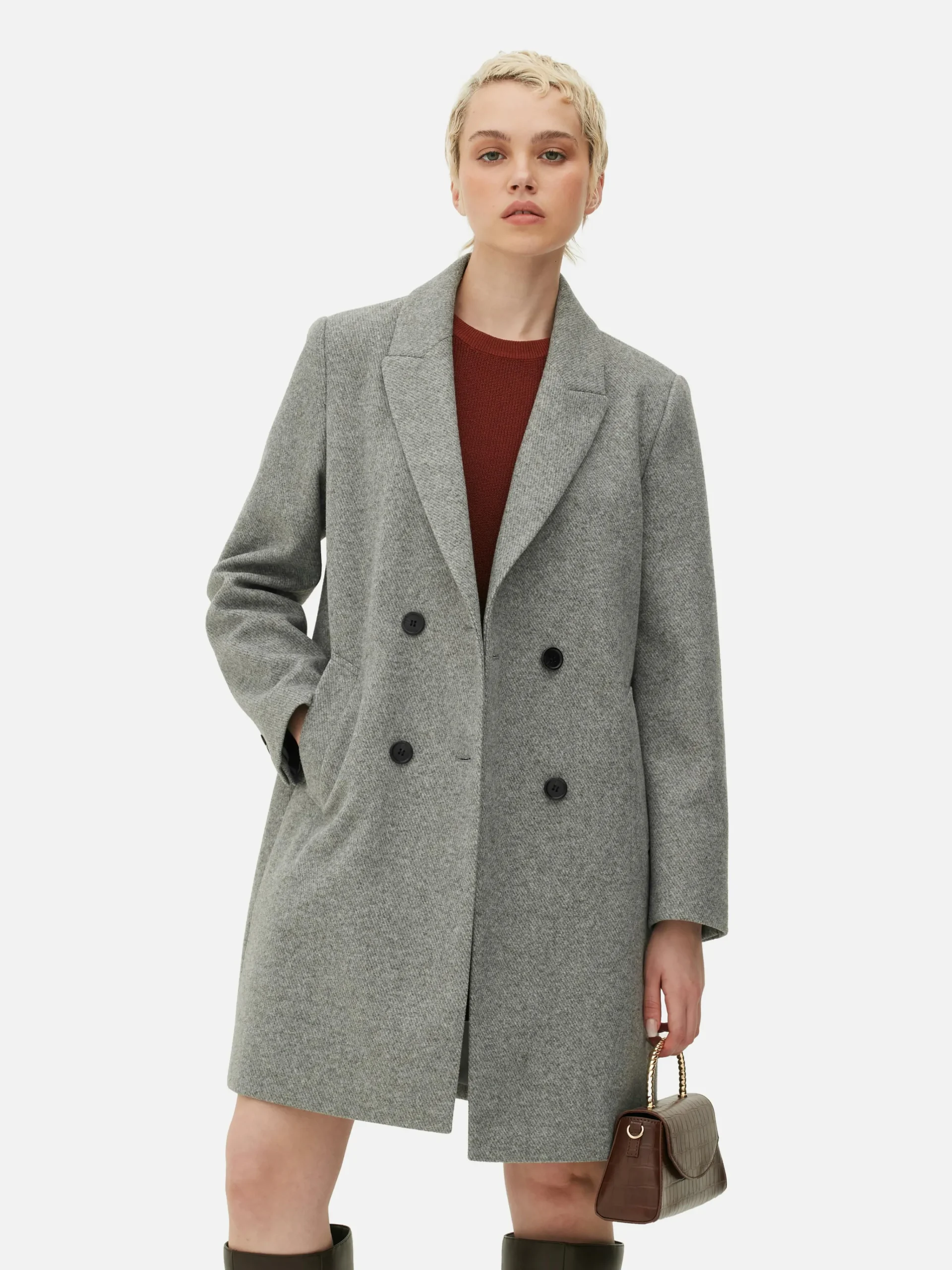 Double-Breasted Twill Coat|Primark Outlet