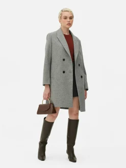 Double-Breasted Twill Coat|Primark Outlet
