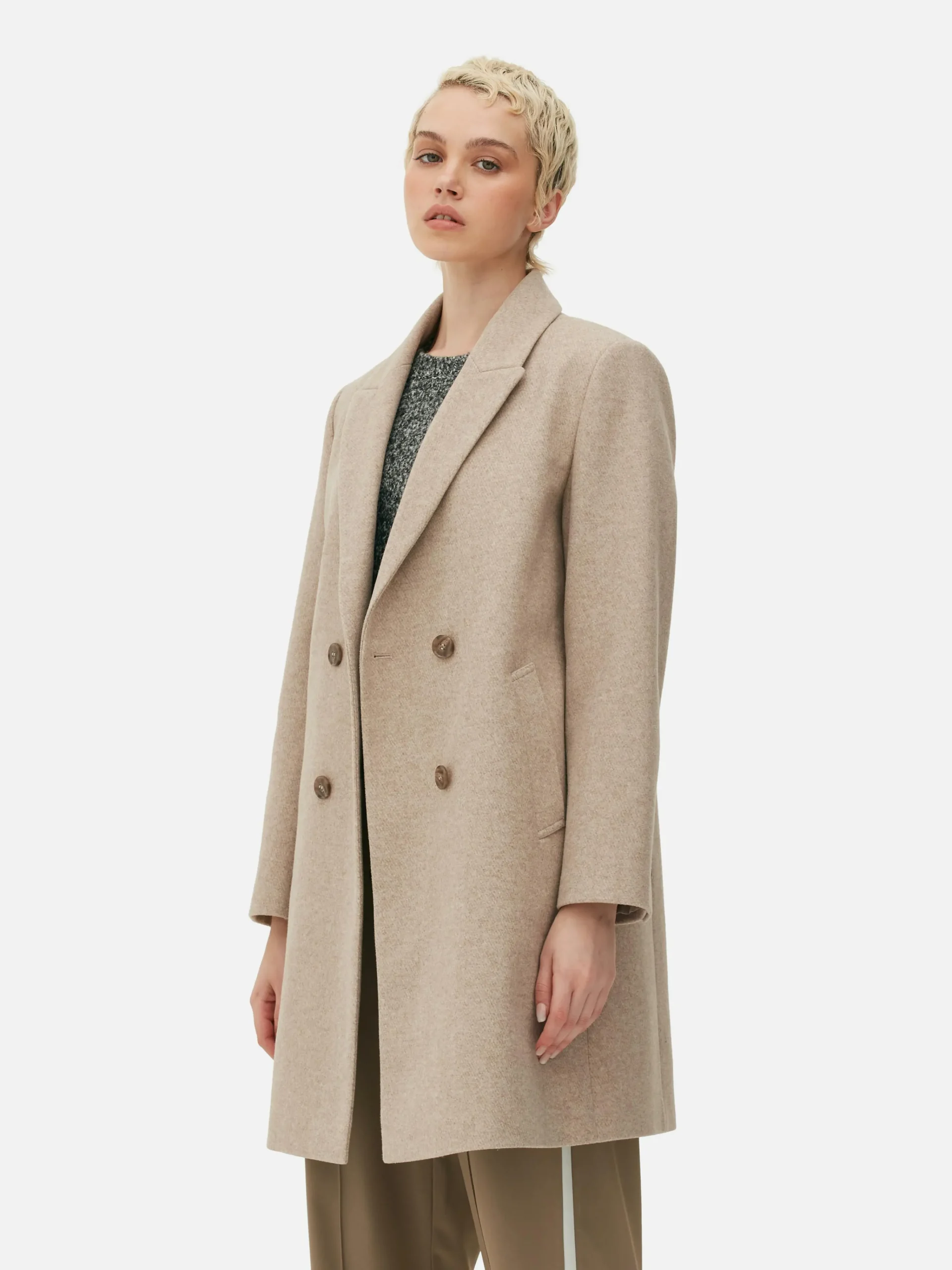 Double-Breasted Twill Coat|Primark Sale