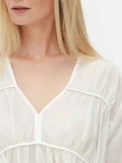 Draped Voile Smock Blouse|Primark Hot