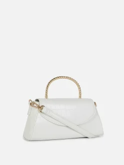 Faux Croc Metal Handle Crossbody Bag|Primark New