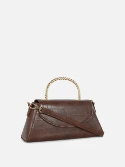 Faux Croc Metal Handle Crossbody Bag|Primark Sale