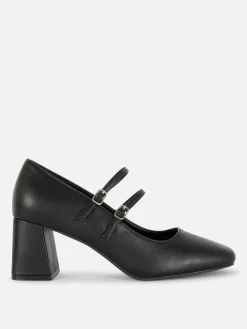 Faux Leather Heeled Mary Janes|Primark Online