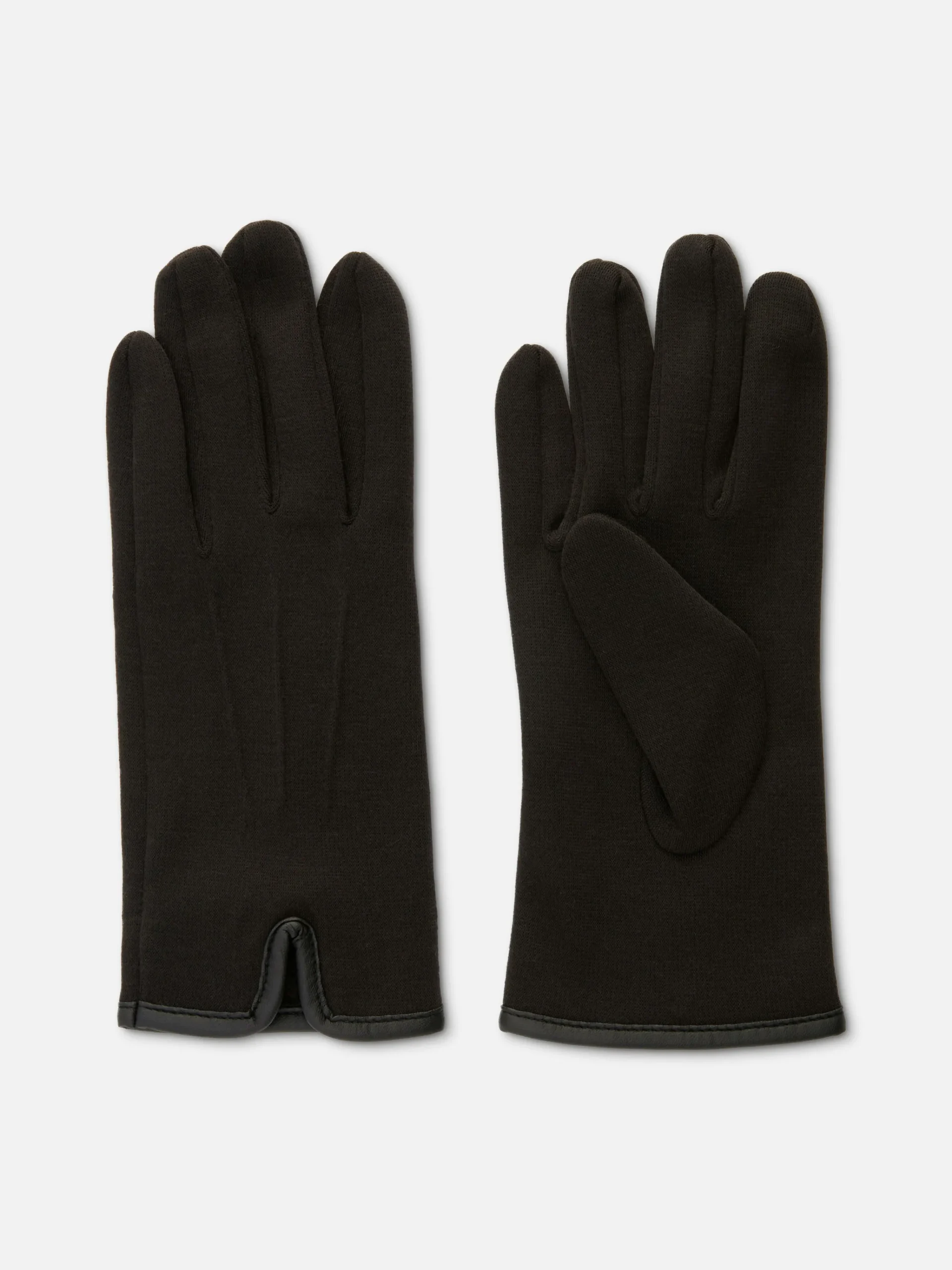 Faux Leather Trim Ponte Knit Gloves|Primark Discount