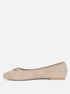 Faux Suede Bow Ballerinas|Primark Clearance