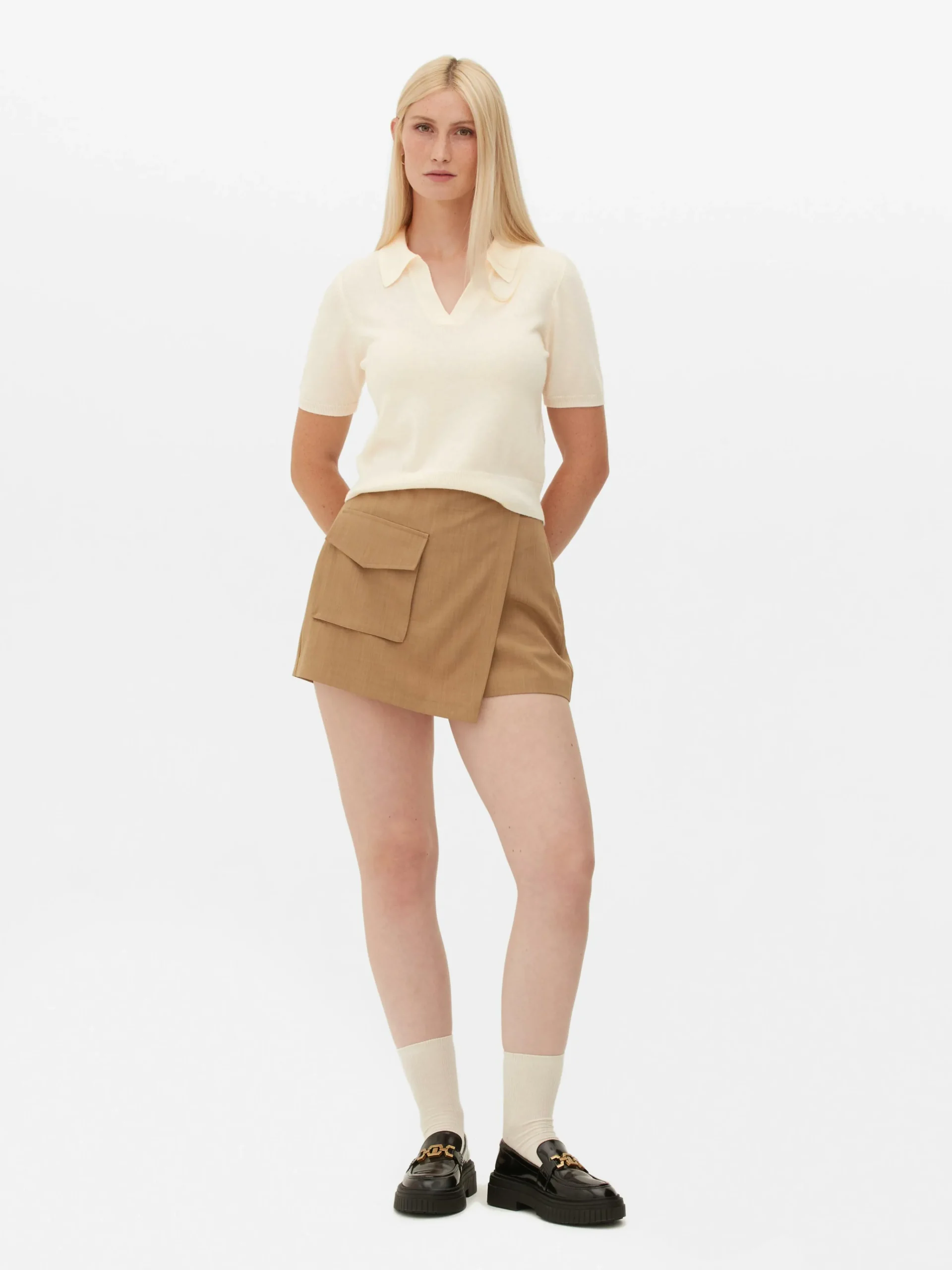 Fine Knit Collared Short Sleeve Top|Primark Clearance