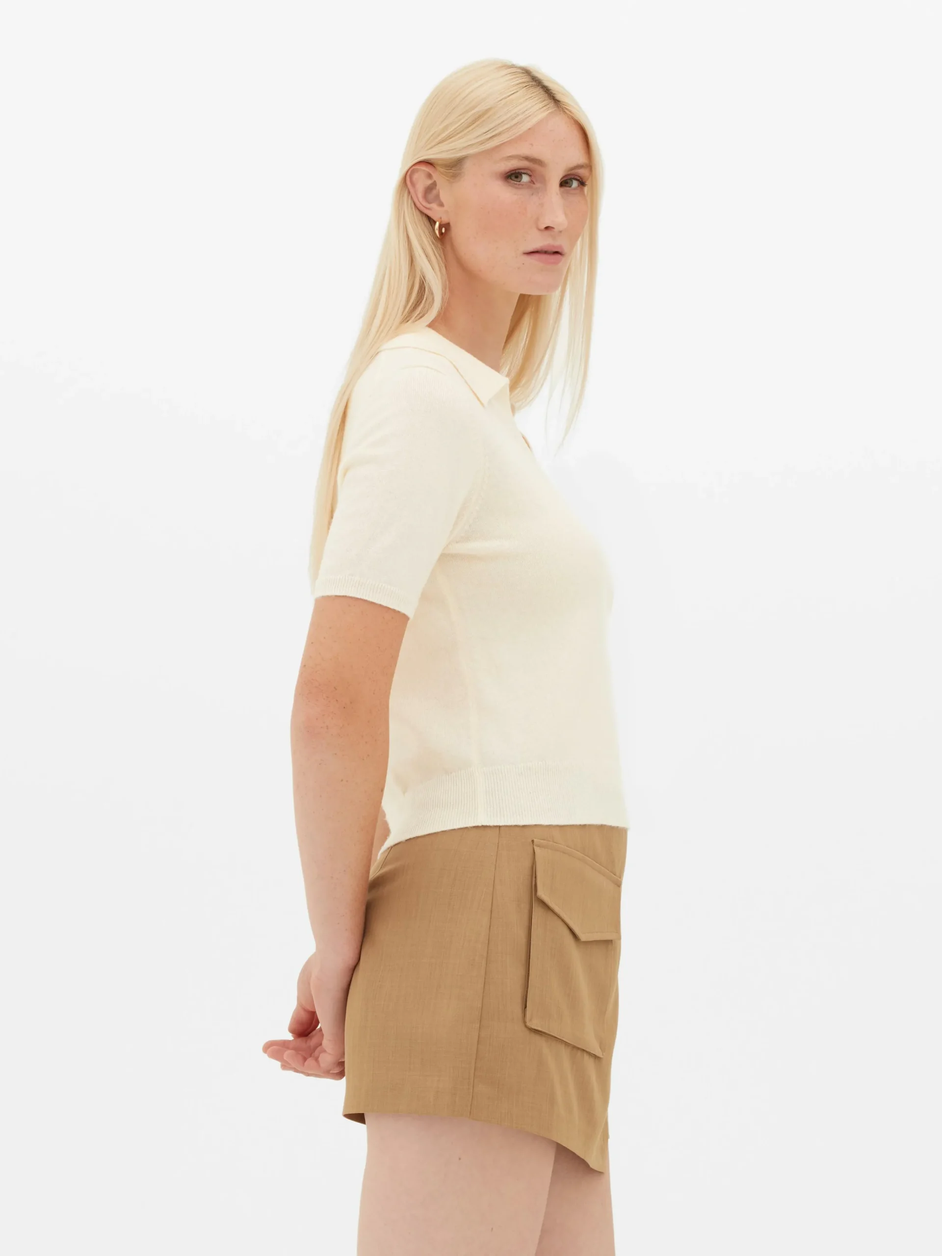 Fine Knit Collared Short Sleeve Top|Primark Clearance