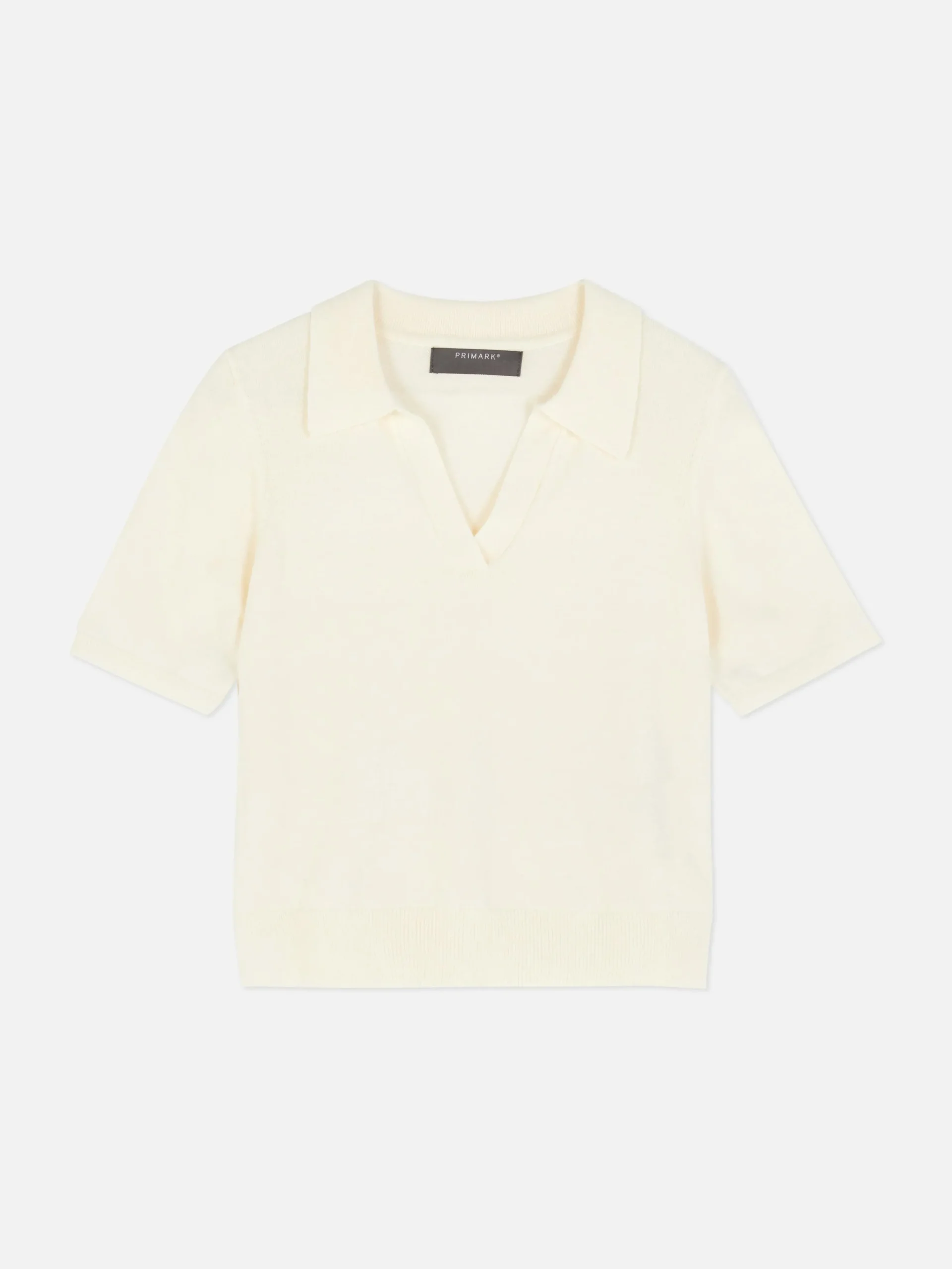 Fine Knit Collared Short Sleeve Top|Primark Clearance